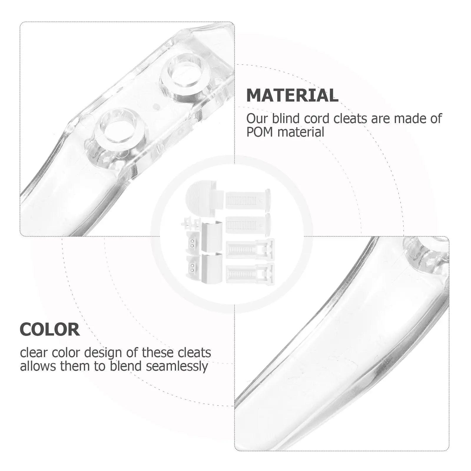 4 Sets Transparent Blind Cord Cleats for Roller Roman Bamboo Vertical Blinds – Safety Curtain Cord Holder