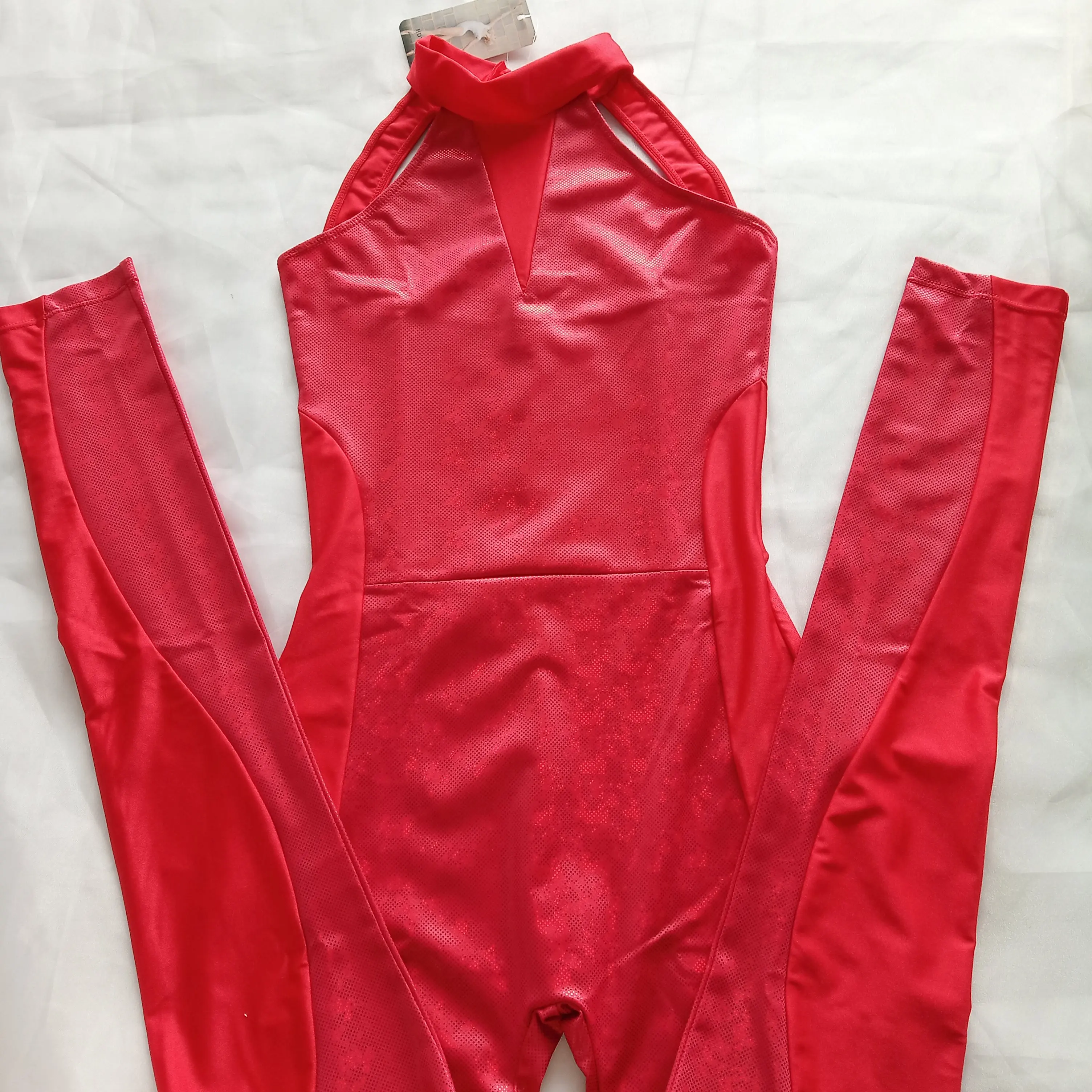 Bodysuit de dança sem mangas para crianças e adultos, uva leve nylon holograma, tecido brilhante, unitard luz, tamanhos disponíveis