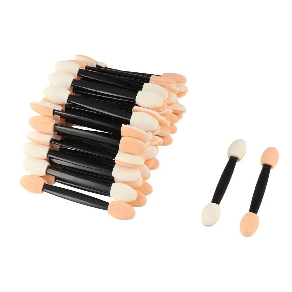 50Pcs Dual Sided Disposable Eye Shadow Brush Dizzy Dyed Dual Sides Eye Shadow Applicator Small Eye Makeup Sponge Eyeshadow Stick