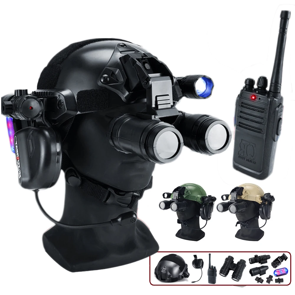 

Fast Children's Tactical Headset Helmet Set with Communication Walkie-Talkie Laser Telescope for Outdoor Combat Game Roleplaying
