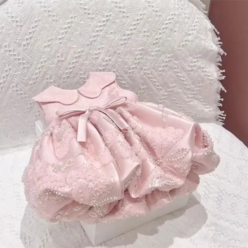 2026 Girls Dress Baby First Birthday Princess Super Cute Stylish Elegant Soft Party New Summer Kids Dress