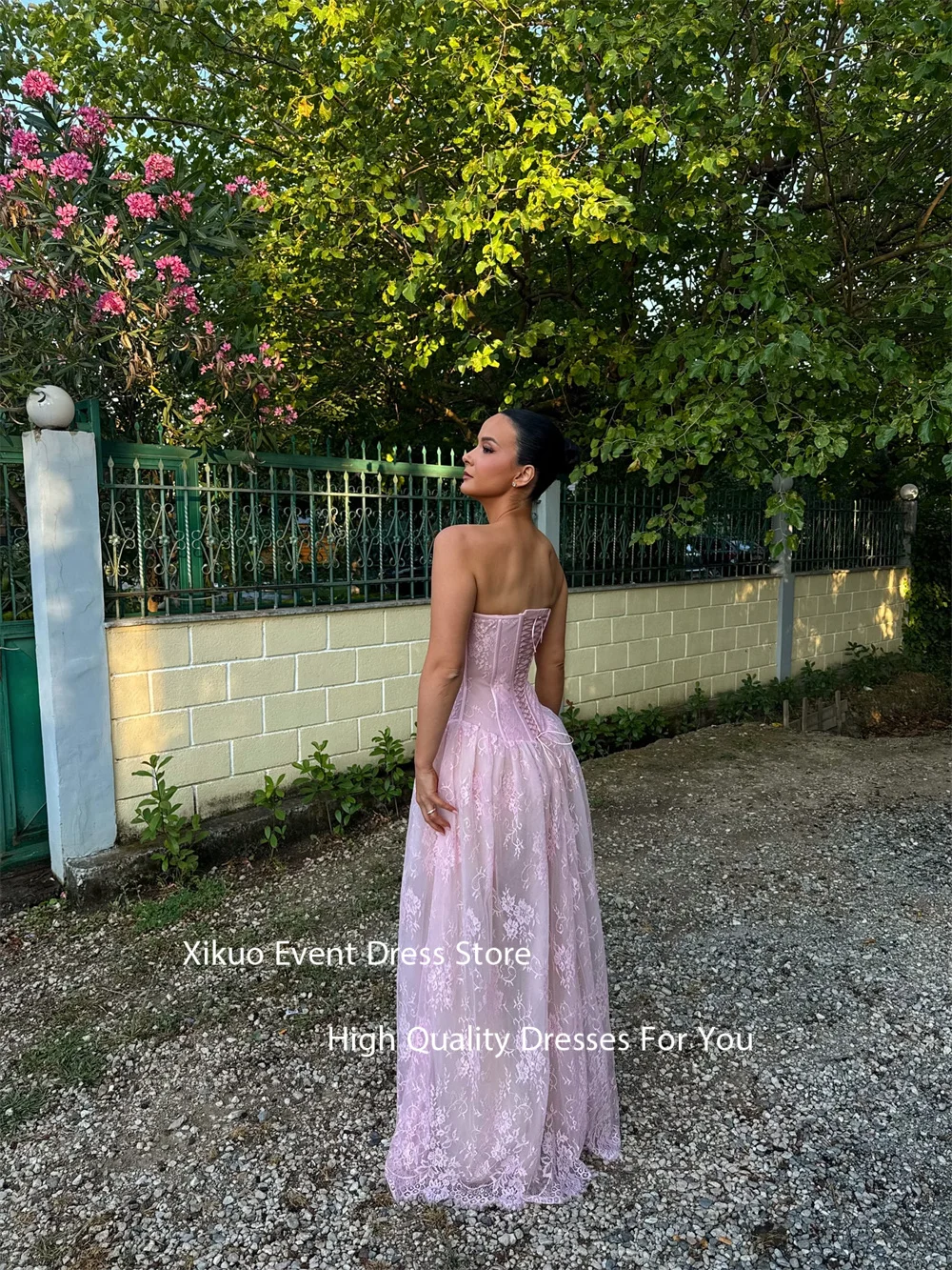 Xikuo à lacets devant une ligne robes de soirée dentelle robes de soirée romantiques Appliques chérie sophistiqué Abiti Da Sera personnalisé