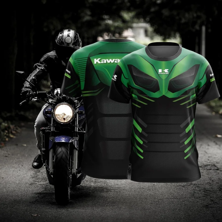 

Men New T Shirt Kawasaki Motorcycle Graphic 3D Print Quick Drying Breathable Cool Daily tees Men Summer Sports Comfort T-shirts