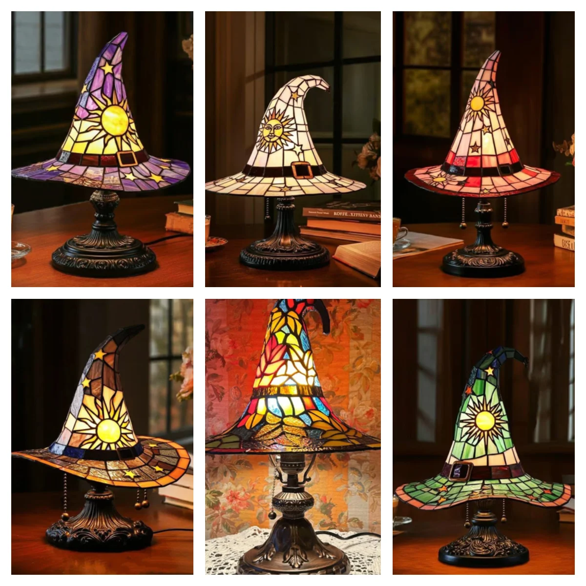 New Gothic Resin Night Lamp Desk Lamp with Witch Hat Creative Design USB Desk Lamp Home Gift