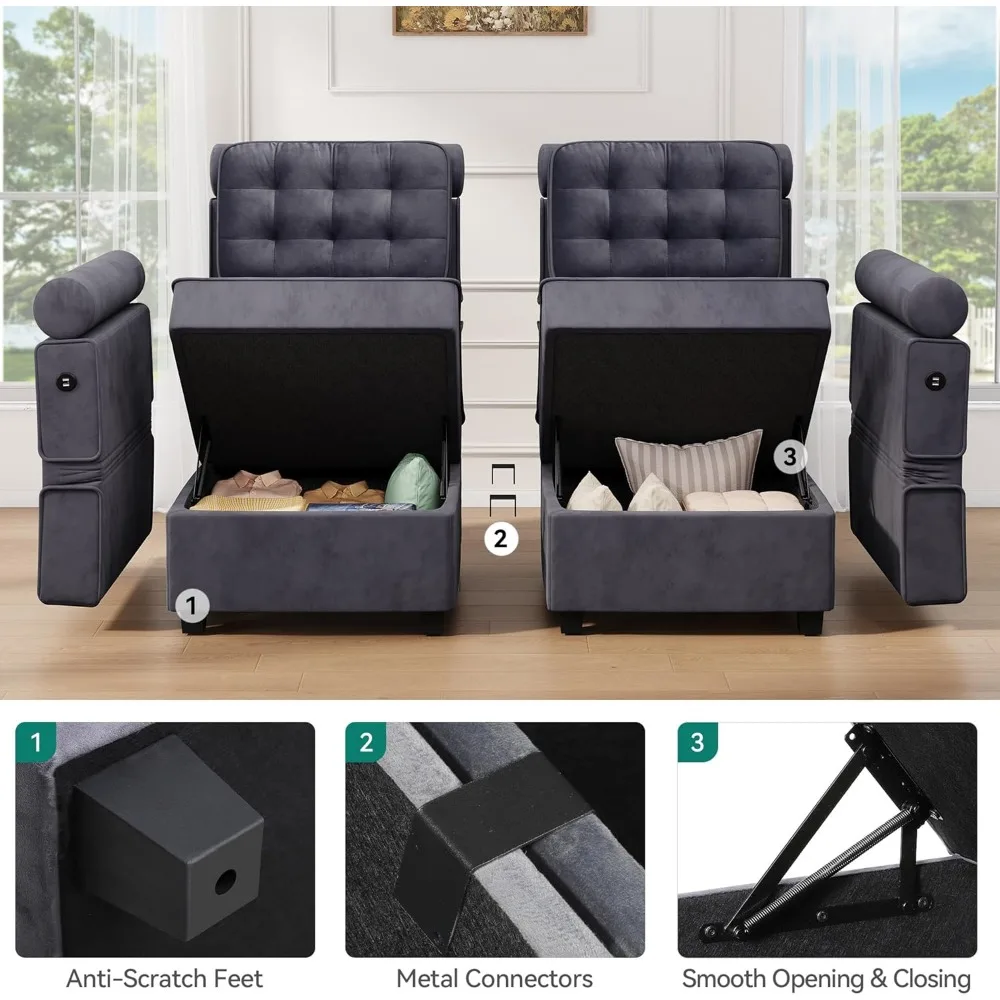 Sofá secional modular YITAHOME, sofá versátil em forma de U com amplo armazenamento, espuma viscoelástica, sofá conversível de 8 lugares com ajuste