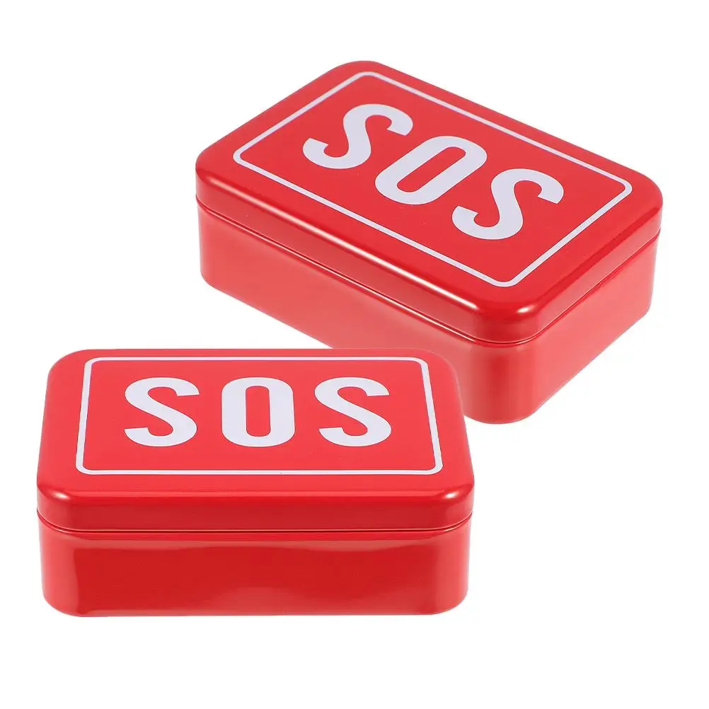 

2pcs Survival Kit Durable Metal Storage Box for Outdoor Camping Emergency First Aid Supplies Tinplate Bin Medication Case