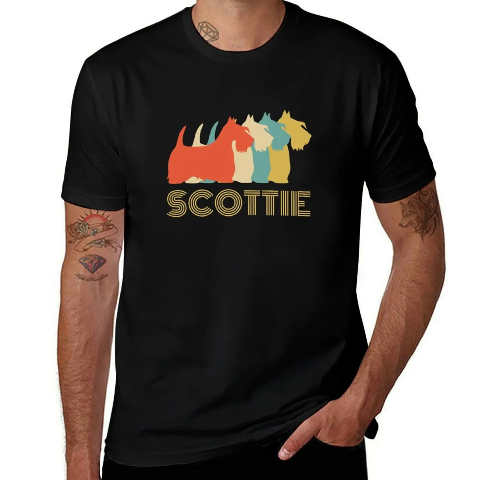 Scottie Dog Scottish Terrier Breed Vintage Look T-Shirt Streetwear Print Tee Shirt T-Shirt