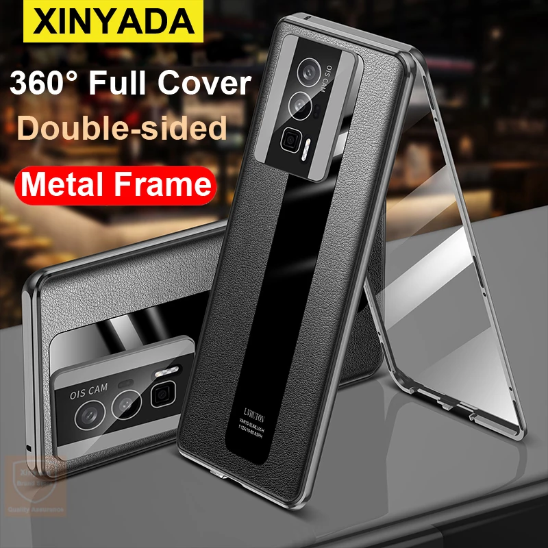 

360 Full Body Cover For Xiaomi Poco F5 Pro Case Tempered Glass Phone Case For Redmi K60 Pro Flip Leather Metal Double Sided Skin