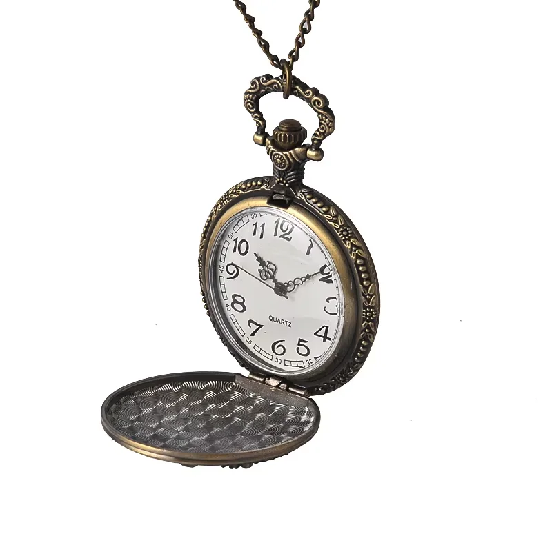 8155New large size quartz pocket watch retro bronze eagle wings five-pointed star pocket watch with nacklace chain