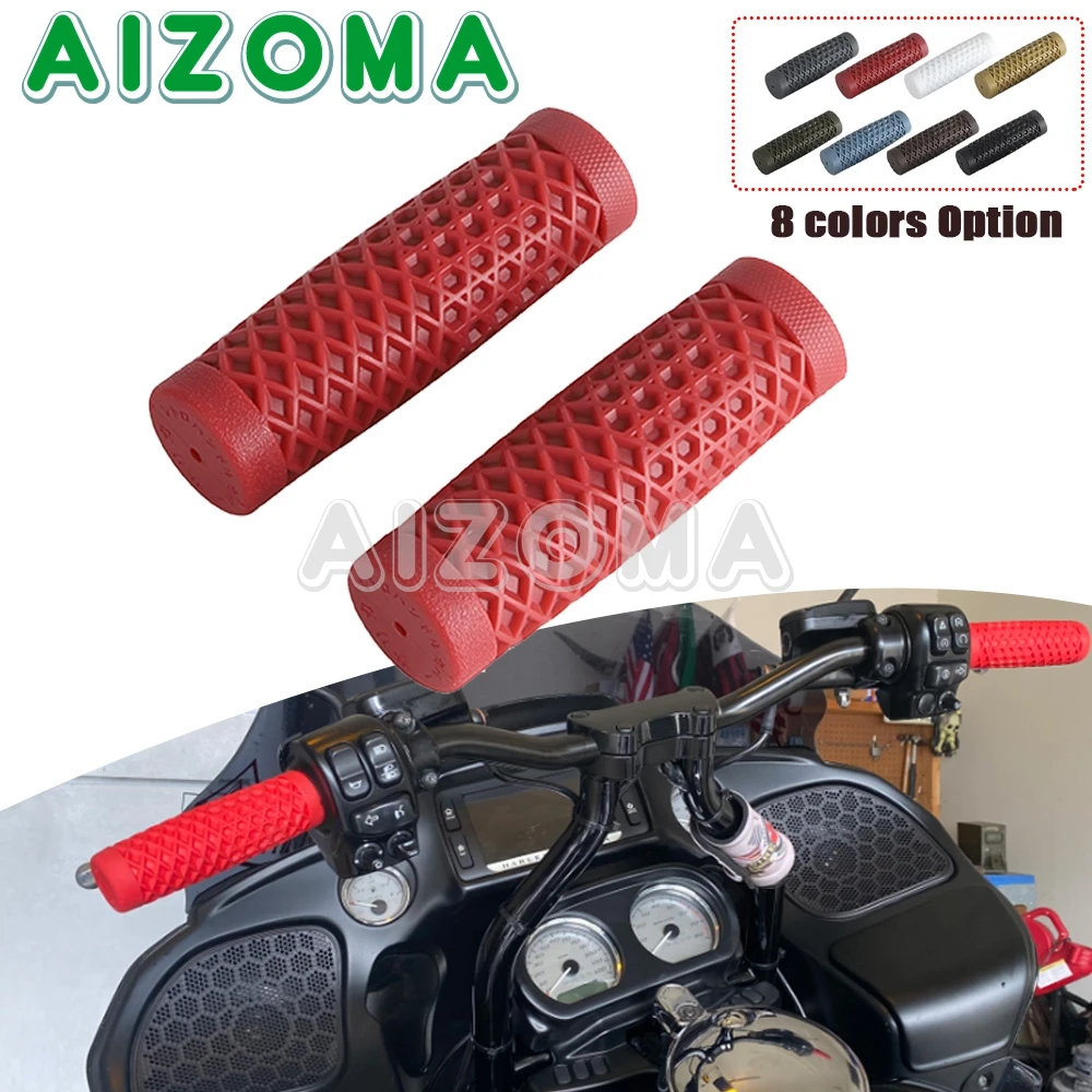 Vintage Diamond Pattern Design Motorcycle Hand Grips 1 INCH Handlebar Universal For Harley Honda Yamaha Chopper Bobber BMW