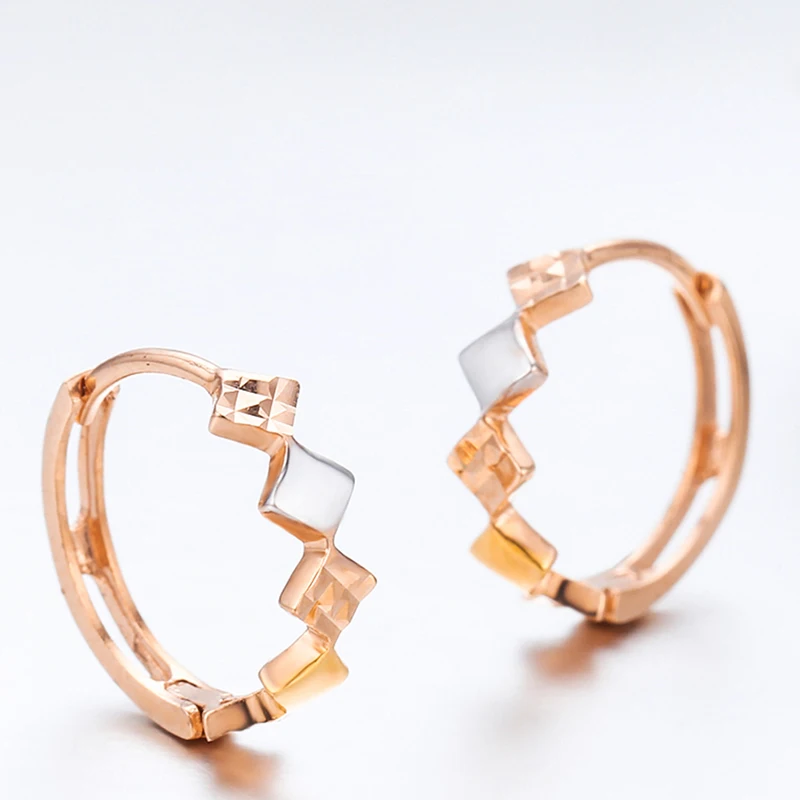 New 18K Yellow Gold Earrings Women AU750 Geometry Hoop Earrings