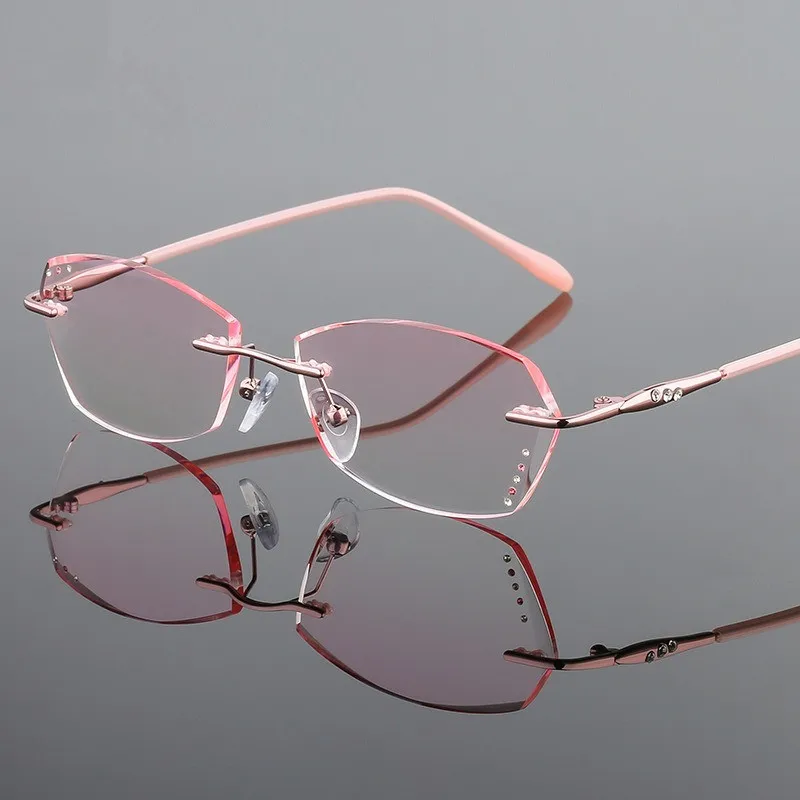 Pure titanium frameless prescription glasses holder for women of opposite sex, anti blue light glasses with frameless edges