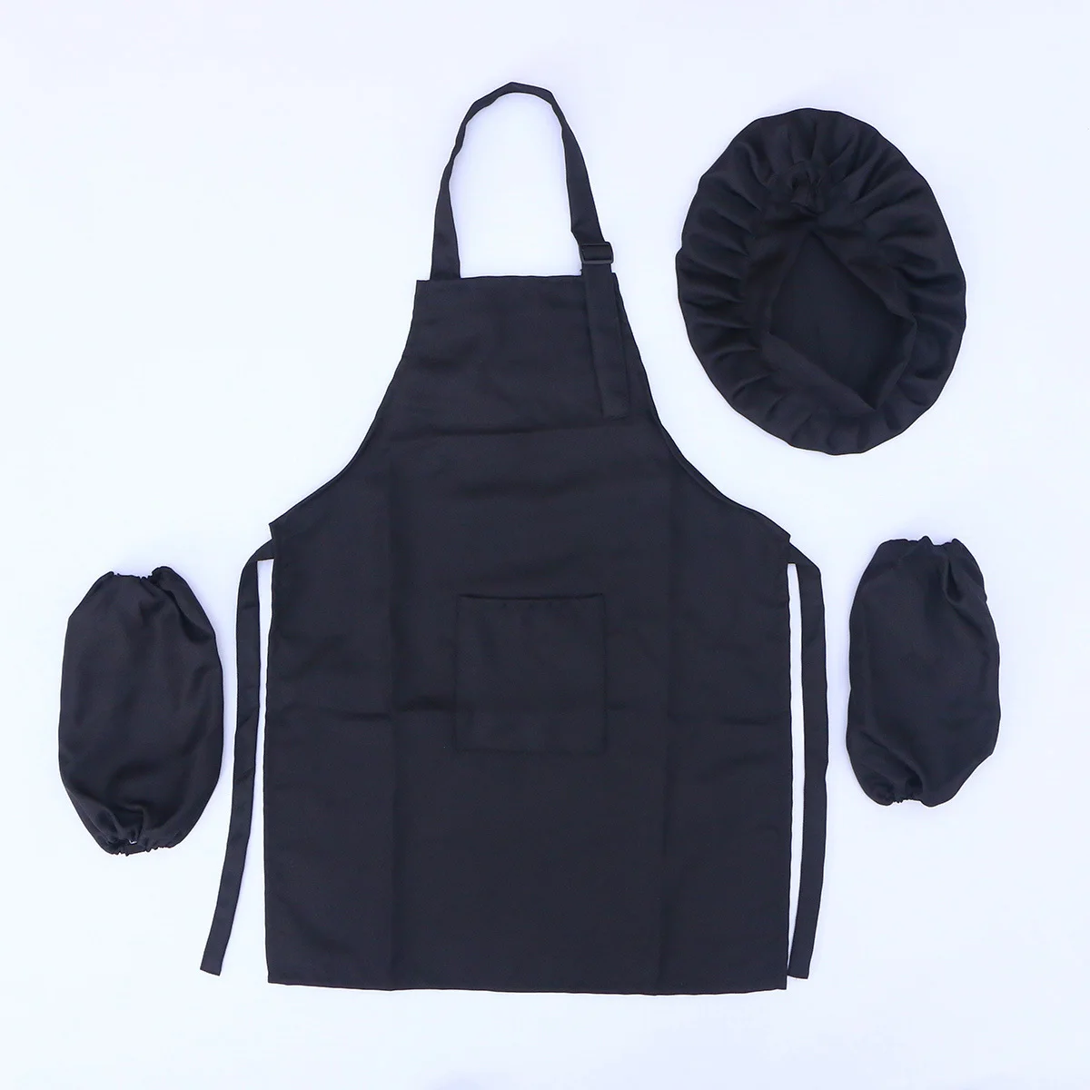 3 pezzi da cucina per bambini, grembiule da gioco, cappello, manica da cucina, tasca regolabile, set di giochi di ruolo creativi, guanto nero