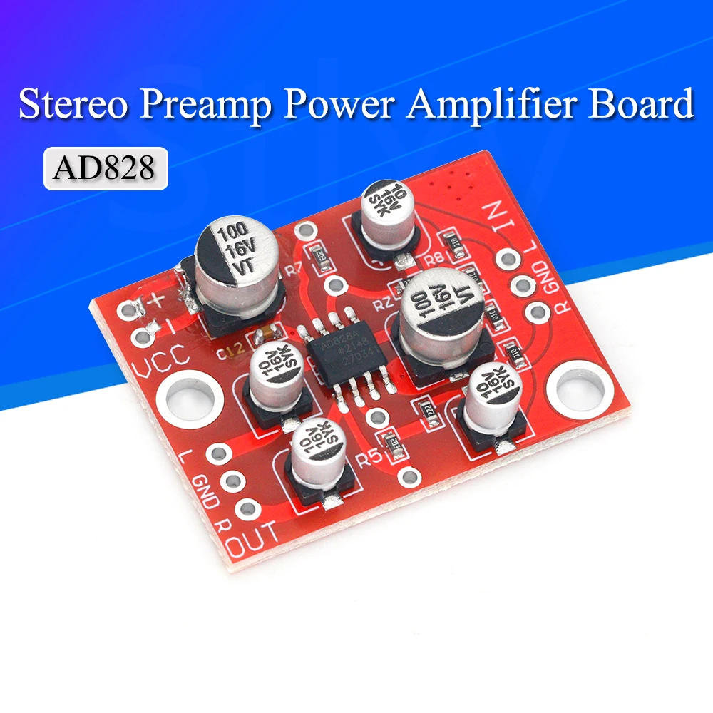 1-20PCS DC 5V-15V 12V AD828 Stereo Preamp Power Amplifier Board Preamplifier Module