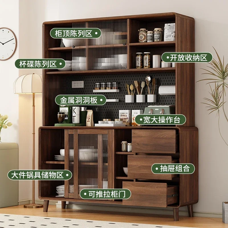 خزانة جانبية لتناول الطعام من الخشب الصلب، غرفة معيشة حديثة وبسيطة مدمجة على الحائط