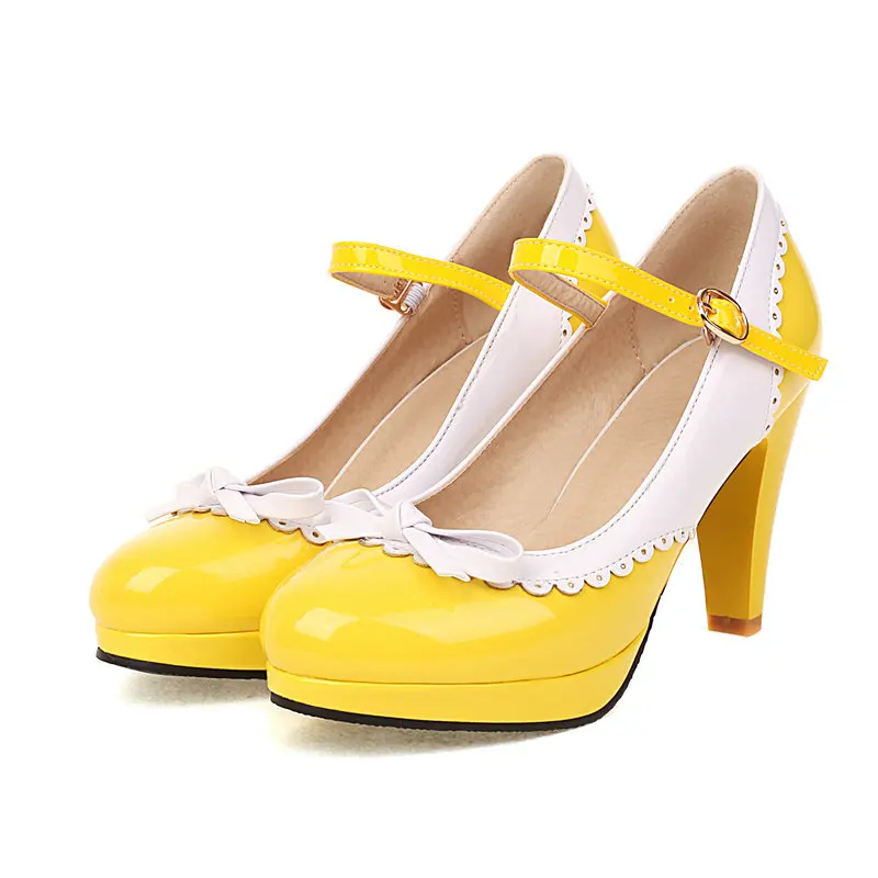 

Ruffle Laser Cut Sweet Girl Lolita JK Shoes PU Patent Leather Butterfly Knot Mary Janes Pumps Womans Shoes Plus Size 47 48 Heels