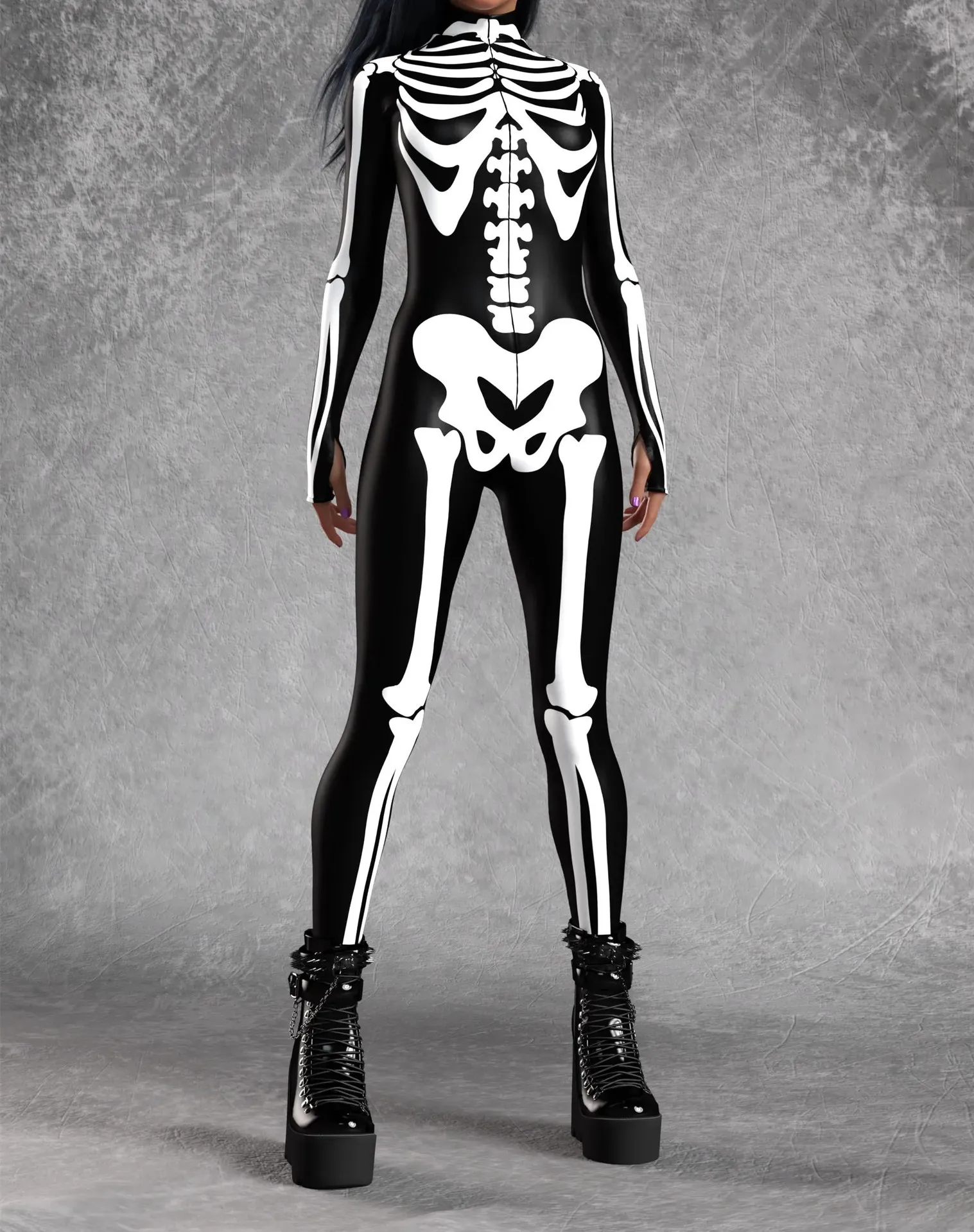 Halloween-Karneval-Party-Shows Cosplay-Bodysuit-Kostüm Dehnbarer Damen-Zentai-Outfit Farbig Diamantbedruckter Tech-Jumpsuit 2026 – Detail 6
