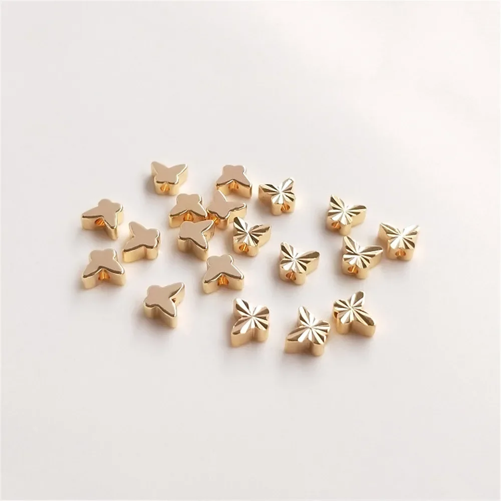 14K plated gold Butterfly bead, through hole, vertical hole, butterfly bead, diy handmade jewelry, loose bead