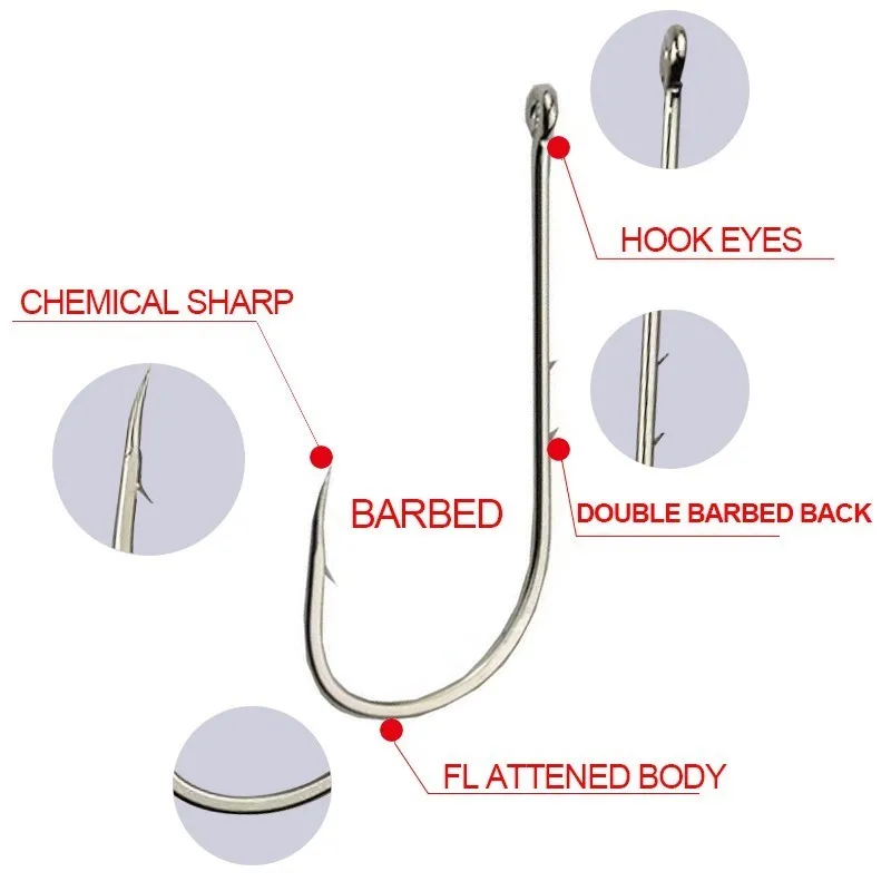 طويل عرقوب الصيد هوك ، عالية الكربون الصلب ، حاد الشائكة أوفست ، ضيق الطعم هوك ، الشوك مزدوجة ، أدوات فيش ، 1 #-4 # ، 50 قطعة