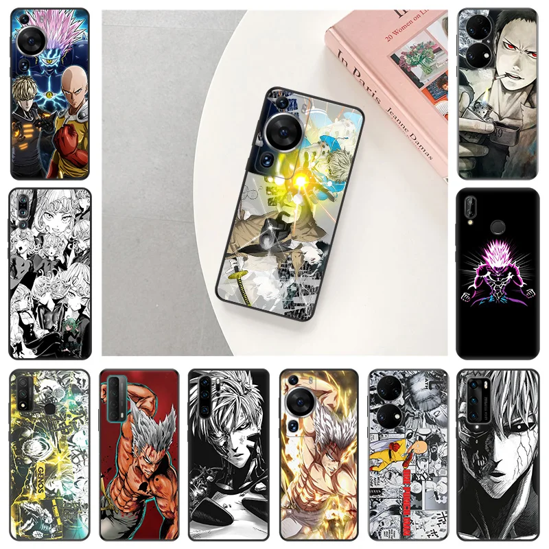 Black Soft Phone Case for Huawei P40 P30 P20 Lite P_Smart Z One Punch Man Anime Motorola G30 G31 One Fusion Edge 20 30 Pro Cover