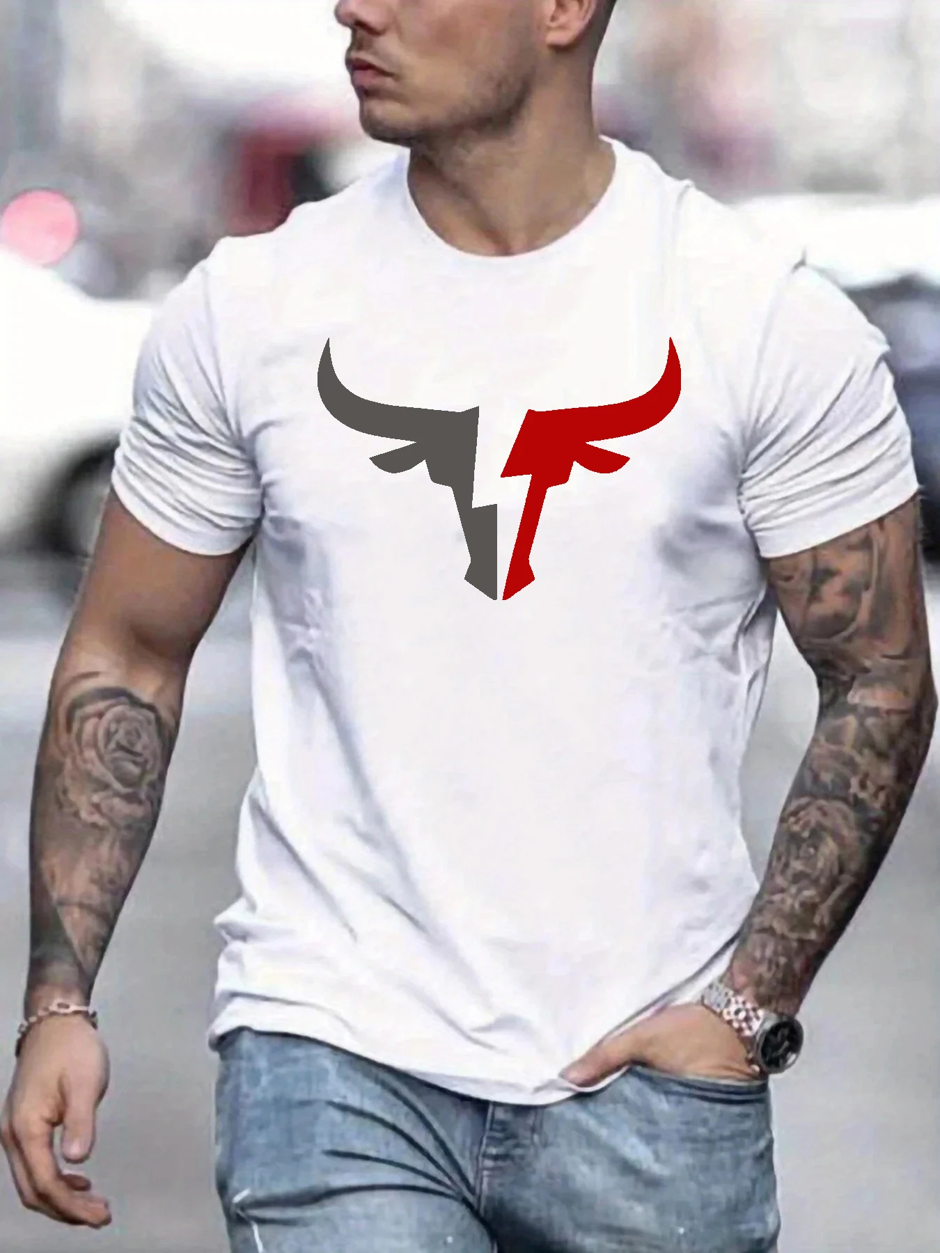 

Men's Summer Loose Fit 100 Cotton Printed T-shirt Tops Fashion High Quality Short Sleeve Loose Sports Tshirt Breathable Top