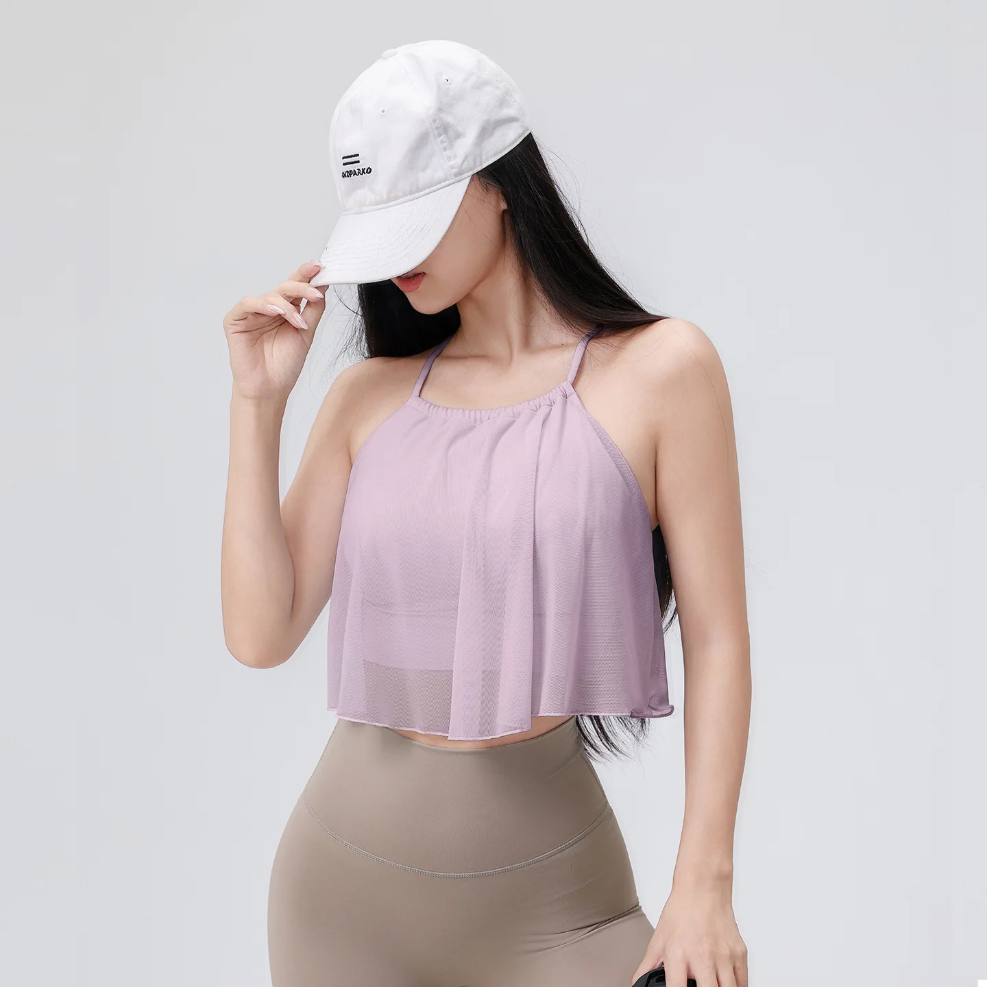 Canotta da yoga da donna in rete Cloud-Skin, reggiseno sportivo antiurto ad alto supporto con imbottitura fissa, top corto da corsa ad asciugatura rapida