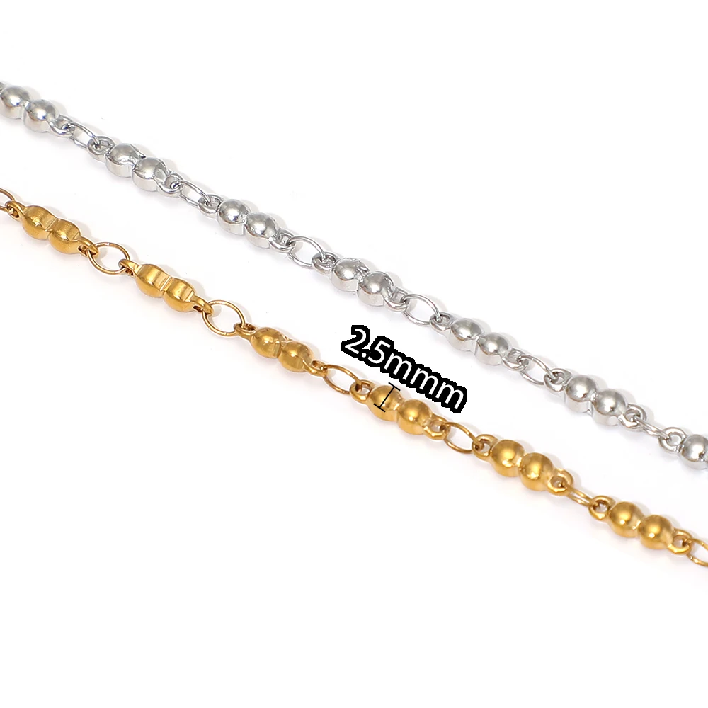 1 Meter Edelstahl-Goldperlenketten für DIY-Handschmuck, Halsketten, Armbänder, Ohrringe und Zubehör für Damen – Detail 3
