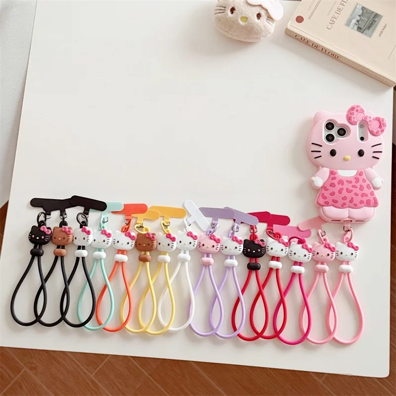 Niedlicher Cartoon Hello Kitty Handy-Handschlaufe aus Silikon, Anti-Verlust-Lanyard, Taschenanhänger für iPhone, Samsung und alle Handys – Detail 2