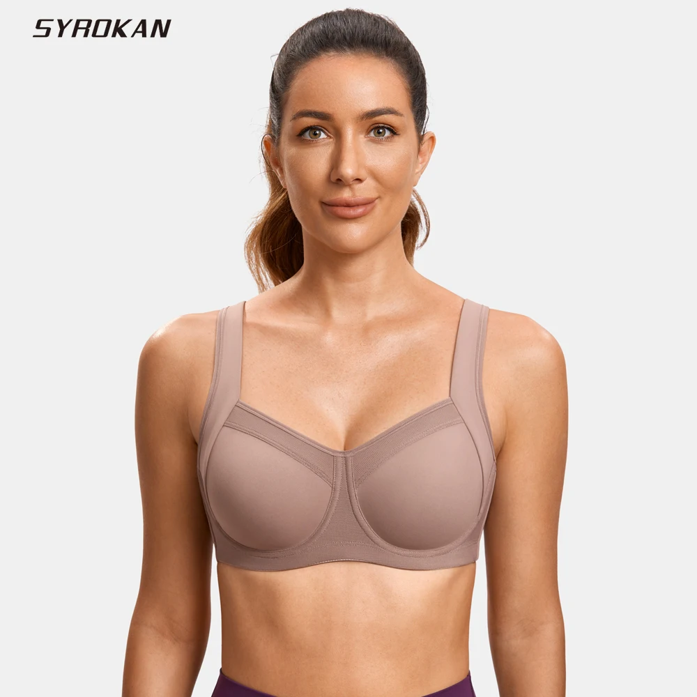 

SYROKAN Sports Bra For Women High Impact Underwire Adjustable Straps Breathable Workout Underwear Summer Blue Tops Activewear