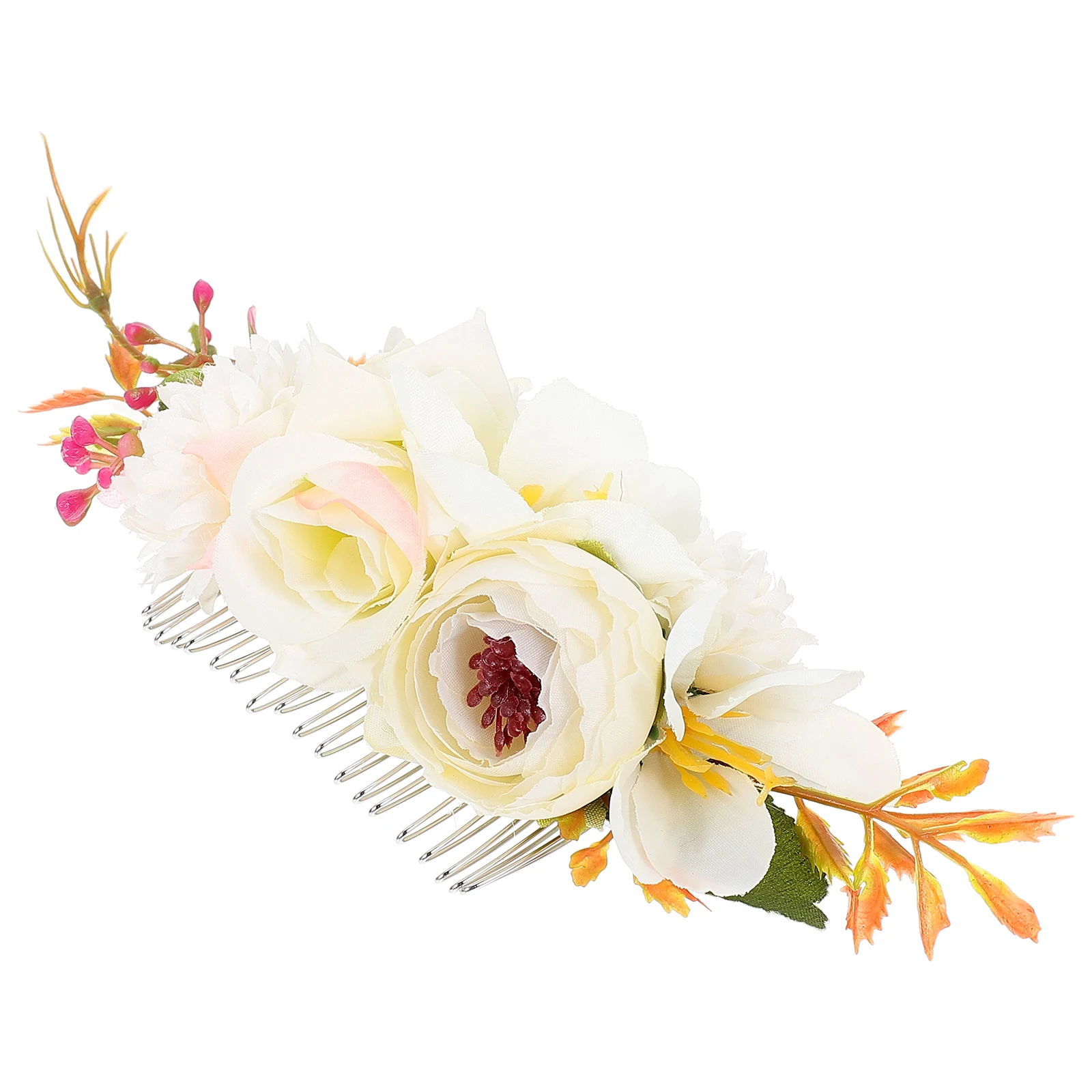 

Simulated Rose Hair Comb Bride Floral Flower Bridal Combs Artificial Flowers Prom Wedding Metal Vacation Accessories for Women