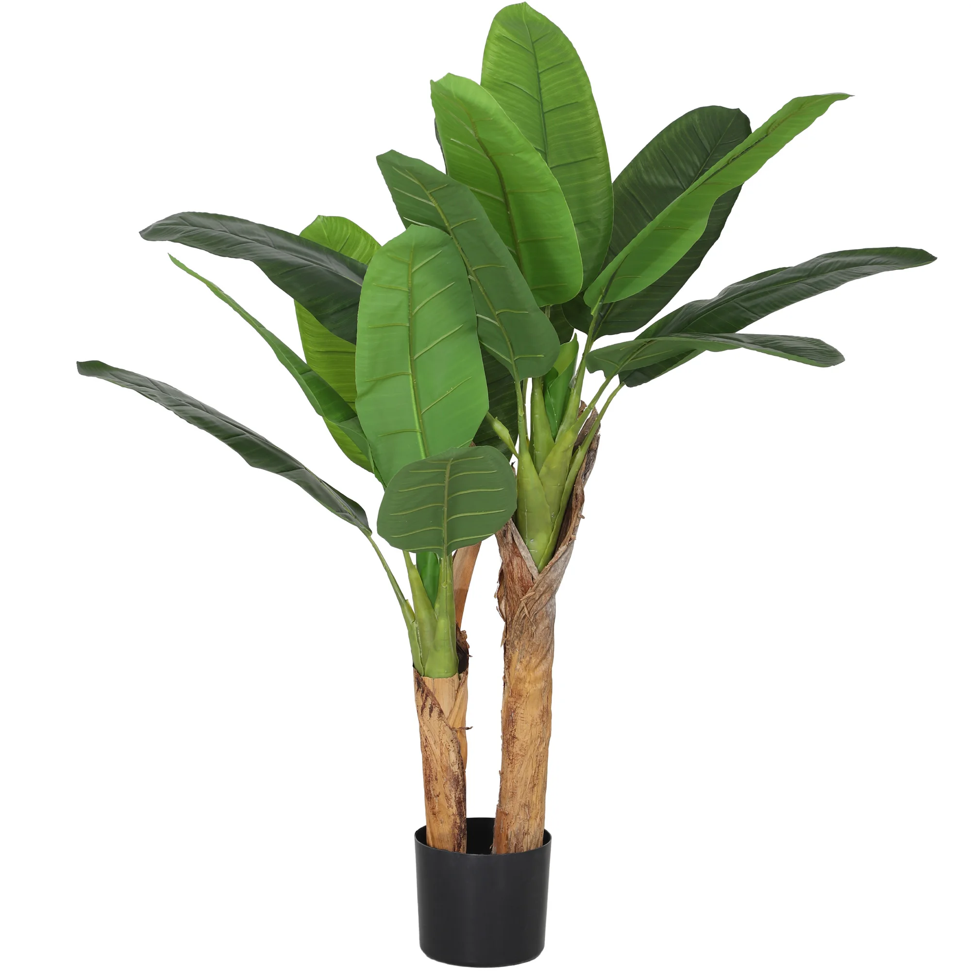 HOMCOM Bananera Artificial Ø17x120 cm con Maceta y 15 Hojas Verde