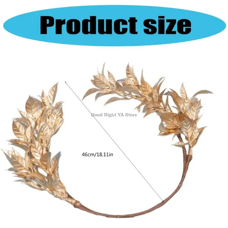 Elegantes coroas folhas douradas trançadas para noivas, cabelo leve, elegante, para cerimônias e estilo