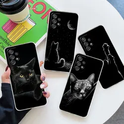 Black Cats Cute cat For Samsung Galaxy A55 Case A54 A52 A53 5G A15 A14 A13 A21S A23 A51 A34 A35 A33 A32 A72 A71 Phone Case Clear