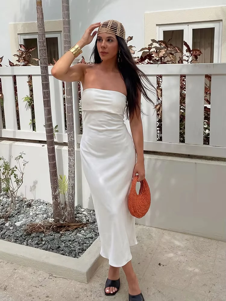 HH Frauen Weg Schulter Liebsten Kleid Midi Kleid Dame Sexy Schlank Backless Gerade Kleid Sommer Weibliche Gestrickte Rosa Kleider