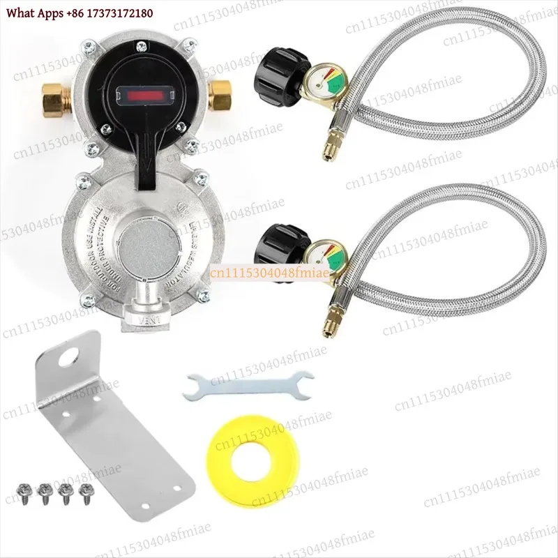 k3  RV LP Propane Gas Regulator Fits for 2-Tank Auto Changeover System with Hose and Gauge Accessories