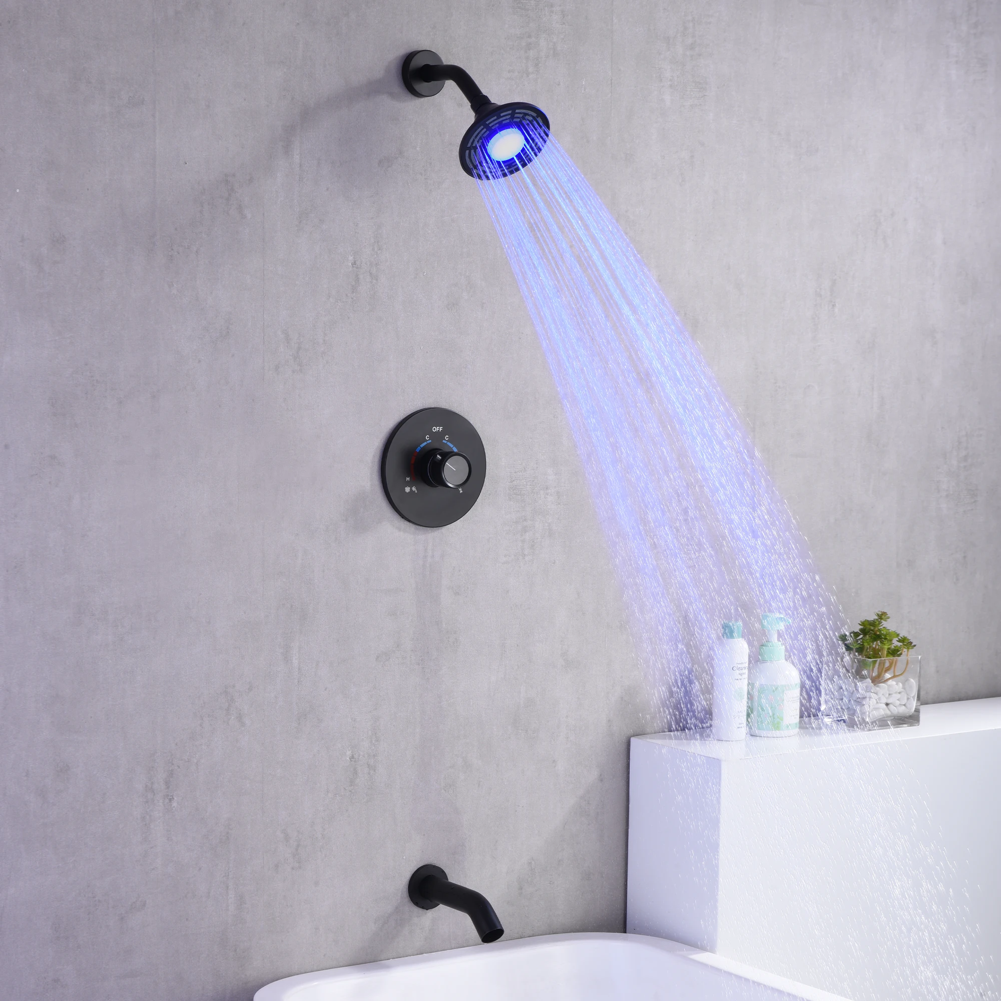 نظام الدش كروم دش مجموعة رأس دش عالي الضغط مثبت على الحائط مع LED #2