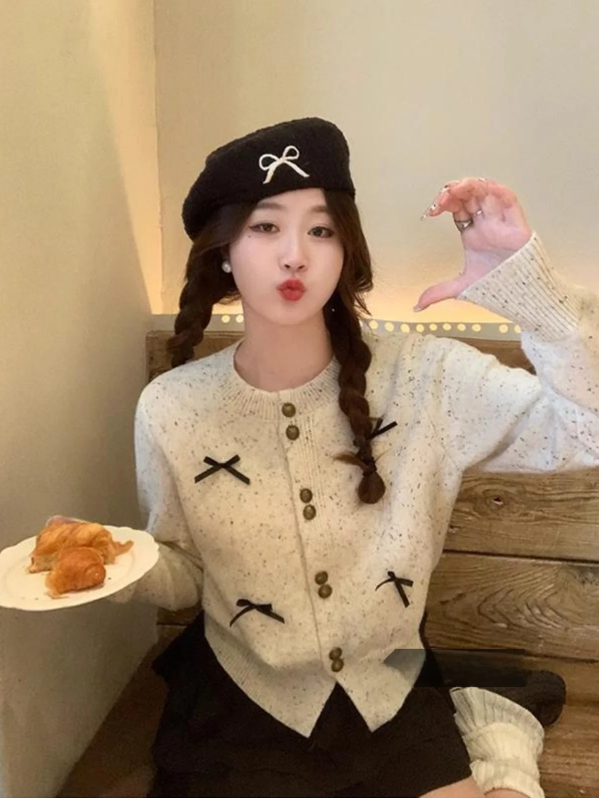 

Sweet Knot Long Sve Knitted Sweater Women's Slim Fit Winter High End Feeling Temperate Sle Commute Faion