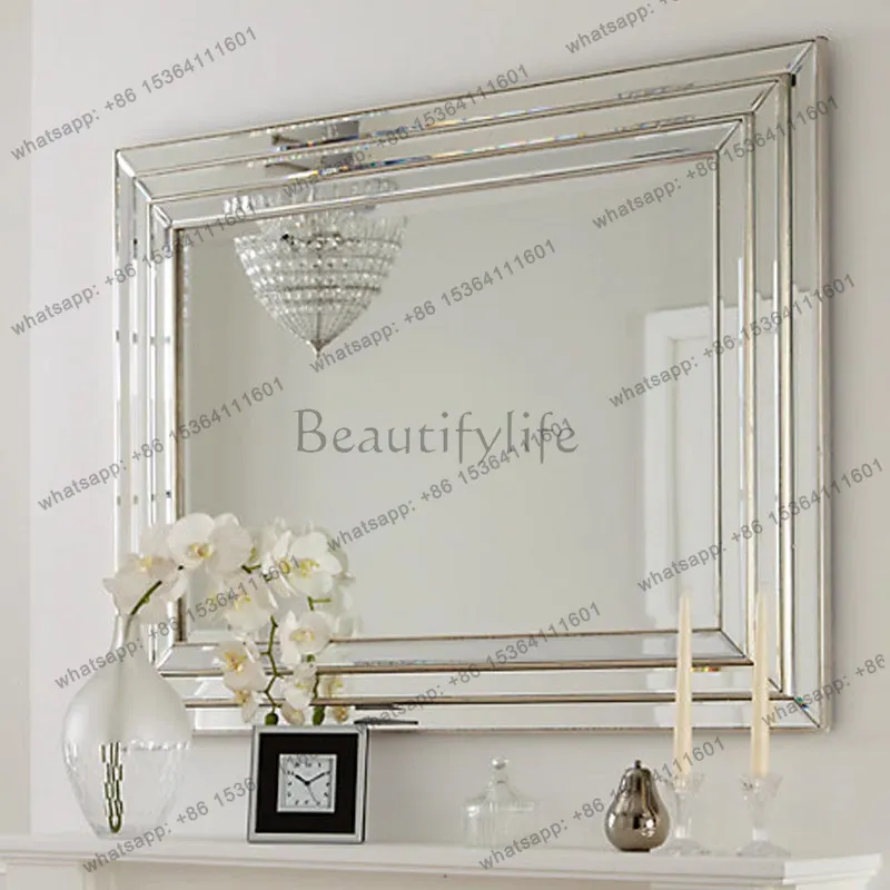 European bathroom mirror wall-mounted washstand square mirror customization