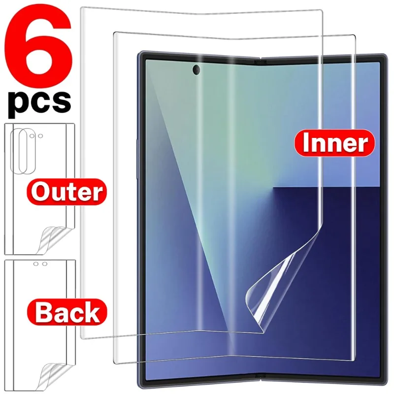 

6in1 Flexible Hydrogel Film for Samsung Galaxy Z Fold 7 HD Clear Front Back Full Cover Screen Protectors for Samsung Z Fold 7