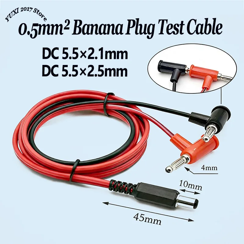 DC5,5x2,1/2,5mm Stecker Auf 4mm Bananen Stecker Power Adapter Kabel Für Gun-typ Laterne Kopf Stecker Linie 0,5mm2 Draht 1M