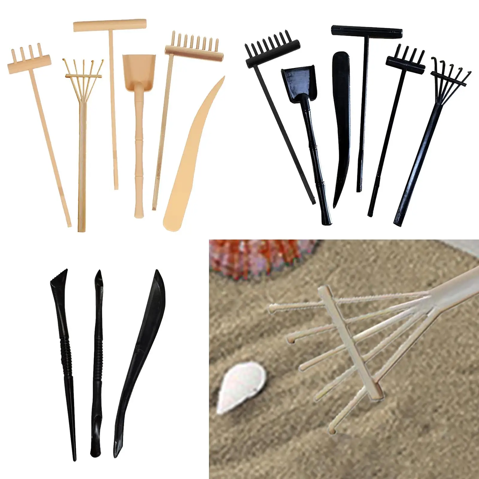 

Mini Sand Rake Toy Plastic Japanese Zen Garden Smoothing Tool Set for Miniature Landscape Office Gift