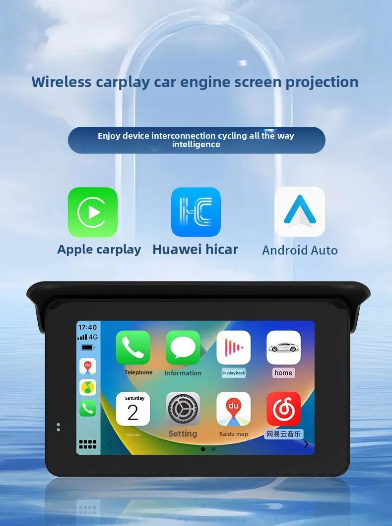 مقاوم للماء دراجة نارية ركوب مسجل جهاز الملاحة Carplay عبر الحدود مع زاوية اطلاق النار 140 درجة #5