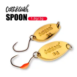 CAST&CATCH 1.8g/3g Water Drop Spoon Copper Metal Cast Jig Spoon Artificial Bait Hard Fishing Tackle Pesca For Trout Fish