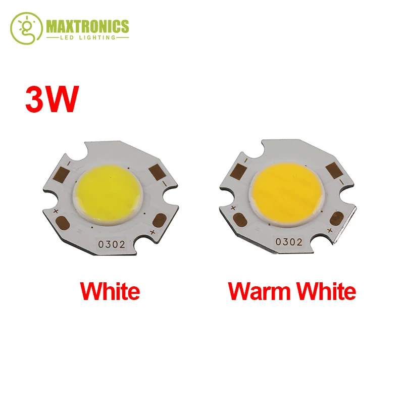 10pcs/lot 3W / 5W / 7W COB High Power LED Bead Lamp Chip White Warm White Light 270~300Lum 350mA LED Chip Lamp
