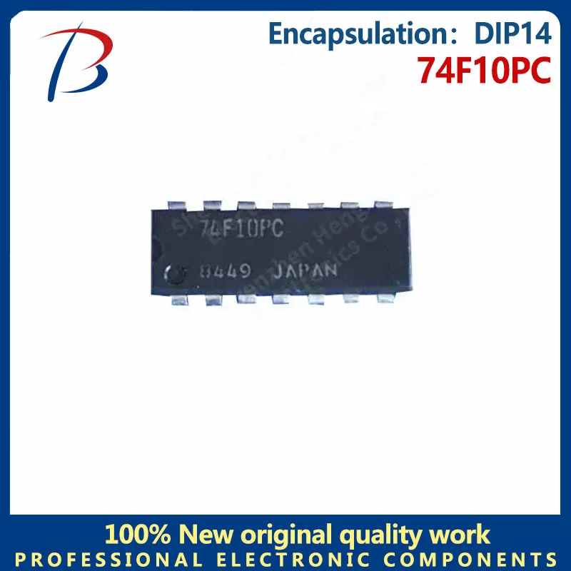 5PCS   74F10PC package DIP14 quad 2-input and non-gate chip