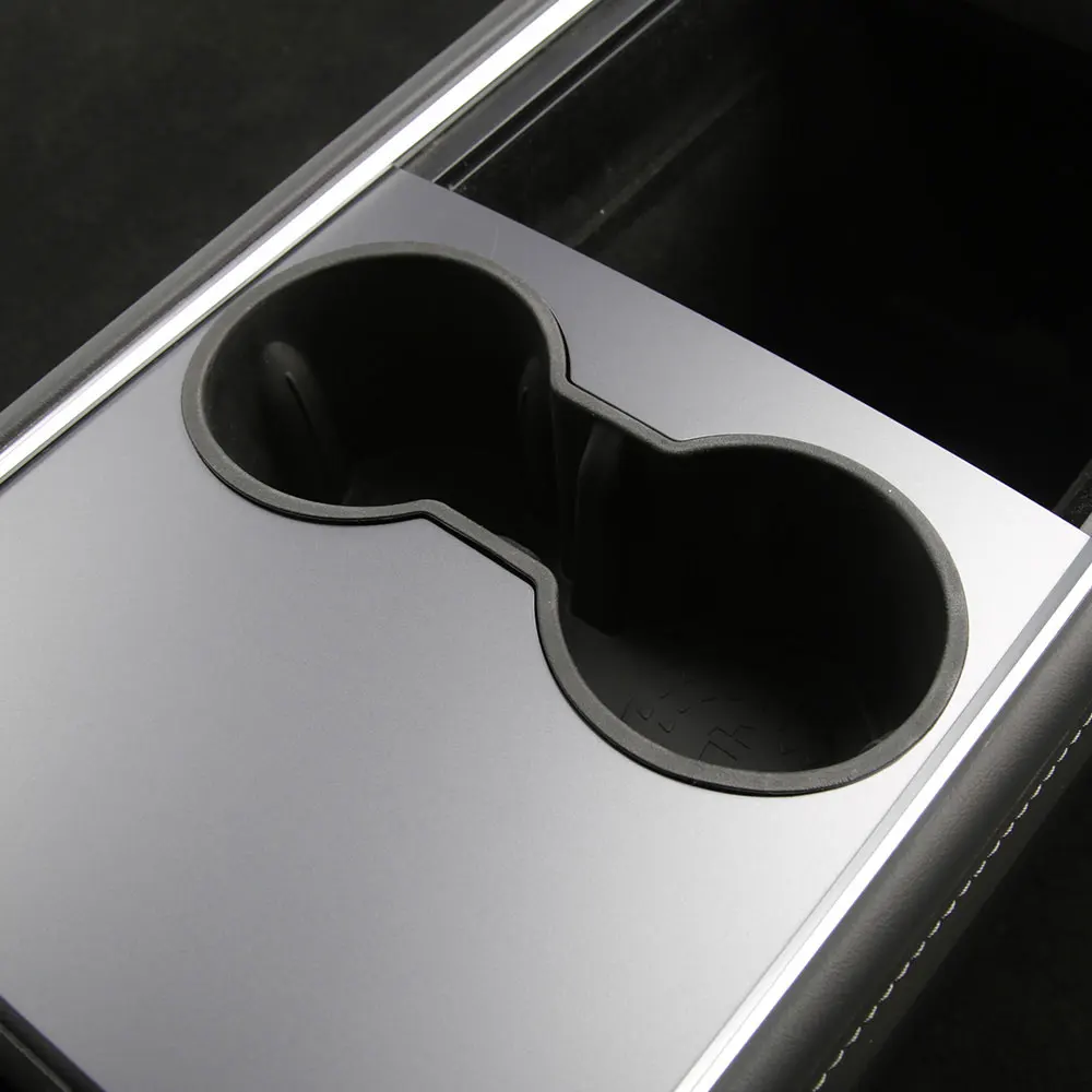 1x Car TPE Water Cup Holde Water Proof Console Cup Holder Insert Double Hole Holder for Accessories Tesla Model 3 Model Y 2021