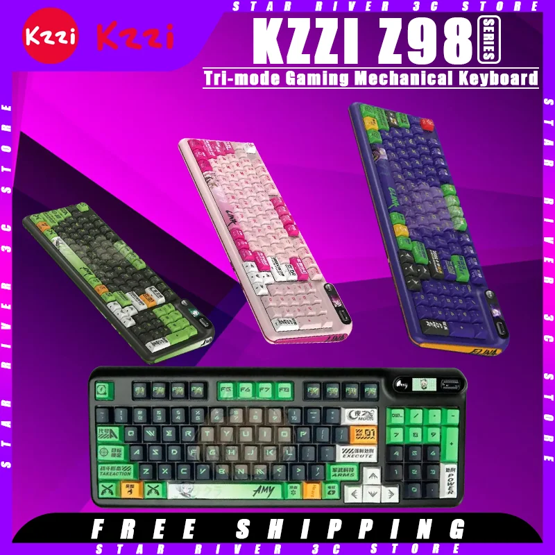 

Kzzi Z98 Mechanical Keyboard Wireless Tri-mode RGB Hot Swappable Office Laptop Gaming Keyboard Customized Pc Gamer Accessories