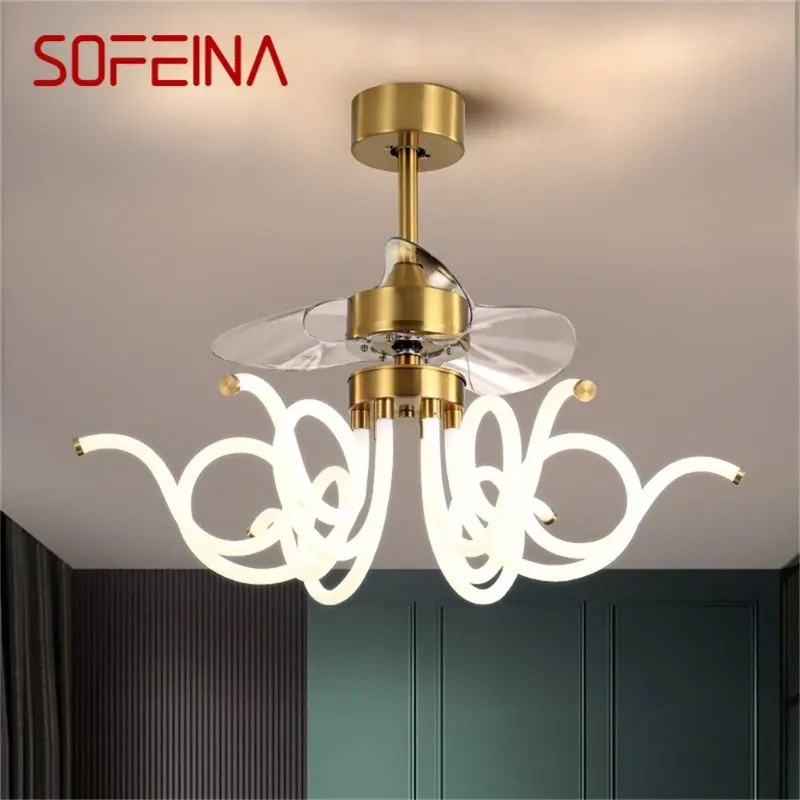 

SOFEINA Postmodern Ceiling Fan Light with Remote Control LED Contemporary Lighting for Home Dining Room