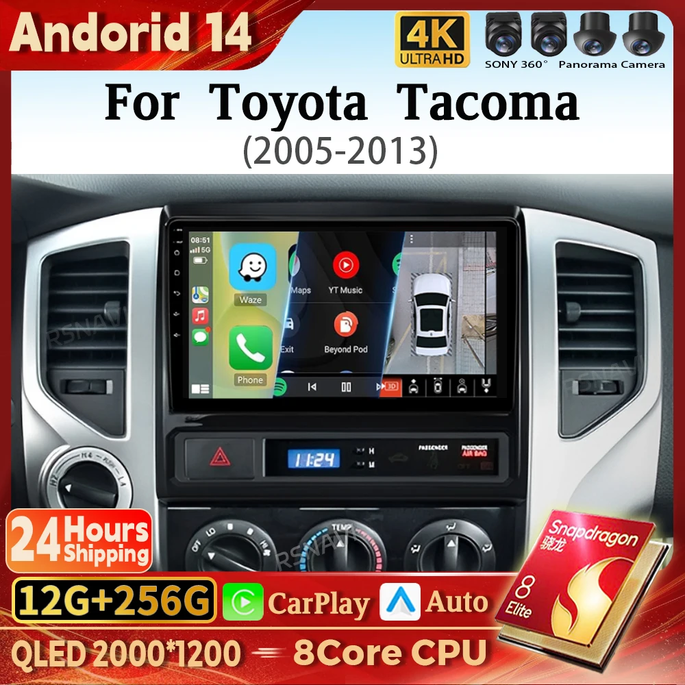 

Android 14 Carplay Auto Screen Car Radio Multimedia Player For Toyota Tacoma 2 N200 Hilux 2005-2015 Autoradio Stereo Snapdragon