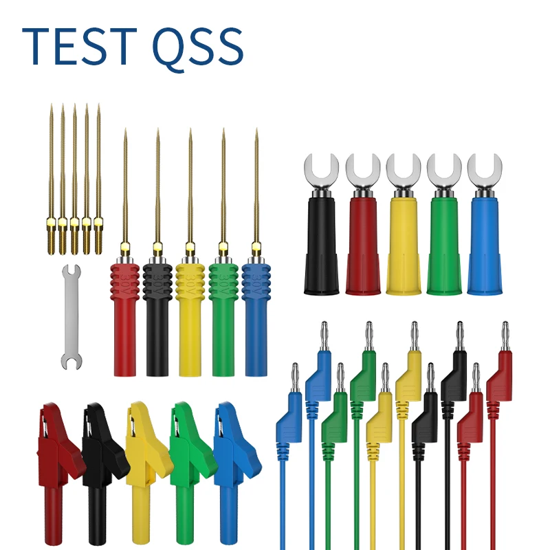 

QSS 31PCS 4MM Dual Stackable Banana Plug Multimeter Test Lead Kit with U-type Plug Replaceable Test Probe Alligator Clip